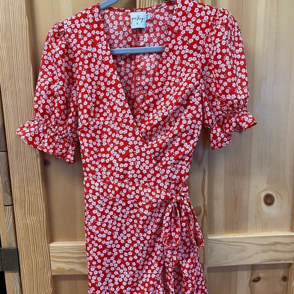 red and white floral princess polly dress